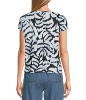 Westbound Palm Leaves V-Neck Cap Sleeve Top
