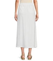 Westbound Linen Patch Pocket Front Slit Midi Skirt
