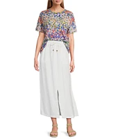 Westbound Linen Patch Pocket Front Slit Midi Skirt