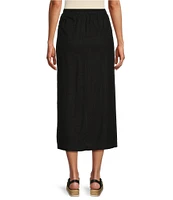 Westbound Linen Patch Pocket Front Slit Midi Skirt