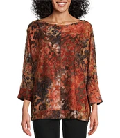 Westbound Petite Size 3/4 Bat-Wing Sleeve Crew Neck Top