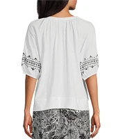 Westbound Petite Size Short Puff Sleeve V-Neck Top