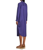 Westbound Petite Size 3/4 Roll-Tab Sleeve Button-Front Midi Shirt Dress