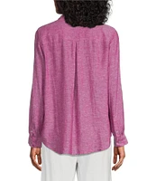 Westbound Petite Size 3/4 Roll-Tab Sleeve Point Collar Y-Neck Button Front Shirt