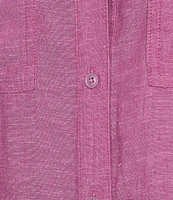 Westbound Petite Size 3/4 Roll-Tab Sleeve Point Collar Y-Neck Button Front Shirt
