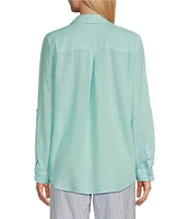 Westbound Petite Size 3/4 Roll-Tab Sleeve Point Collar Y-Neck Button Front Shirt