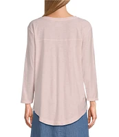 Westbound Petite Size 3/4 Sleeve Knit Crew Neck Top