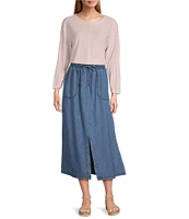 Westbound Petite Size 3/4 Sleeve Knit Crew Neck Top