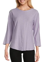 Westbound Petite Size 3/4 Sleeve Knit Crew Neck Top