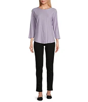Westbound Petite Size 3/4 Sleeve Knit Crew Neck Top