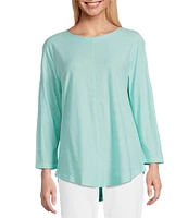Westbound Petite Size 3/4 Sleeve Knit Crew Neck Top
