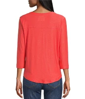Westbound Petite Size 3/4 Sleeve Knit Crew Neck Top