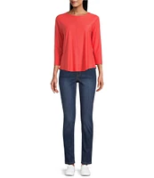 Westbound Petite Size 3/4 Sleeve Knit Crew Neck Top