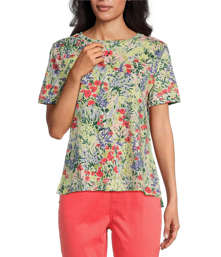 Westbound Petite Size Botanical Garden Short Sleeve Crew Neck Top