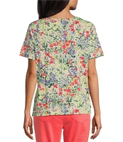 Westbound Petite Size Botanical Garden Short Sleeve Crew Neck Top
