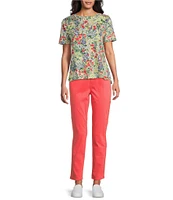 Westbound Petite Size Botanical Garden Short Sleeve Crew Neck Top