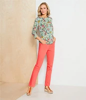 Westbound Petite Size Bundle Floral 3/4 Sleeve Knit Crew Neck Top