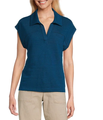 Westbound Petite Size Cap Sleeve Collared Top