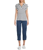 Westbound Petite Size Cap Sleeve Polo Top