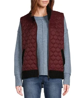 Westbound Petite Size Dual Pocket Knit Contrast Vest