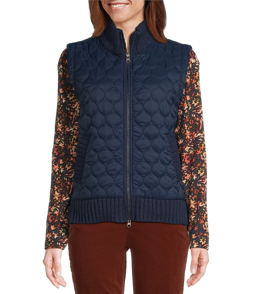 Westbound Petite Size Dual Pocket Knit Contrast Vest