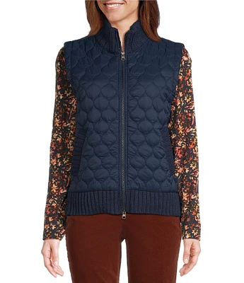 Westbound Petite Size Dual Pocket Knit Contrast Vest