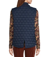 Westbound Petite Size Dual Pocket Knit Contrast Vest