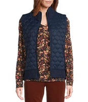 Westbound Petite Size Dual Pocket Knit Contrast Vest