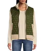 Westbound Petite Size Dual Pocket Knit Contrast Vest