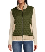 Westbound Petite Size Dual Pocket Knit Contrast Vest