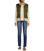 Westbound Petite Size Dual Pocket Knit Contrast Vest