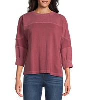 Westbound Petite Size Knit 3/4 Sleeve Crew Neck Pullover