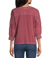 Westbound Petite Size Knit 3/4 Sleeve Crew Neck Pullover