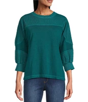 Westbound Petite Size Knit 3/4 Sleeve Crew Neck Pullover