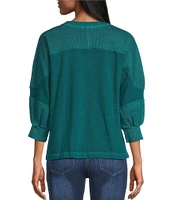 Westbound Petite Size Knit 3/4 Sleeve Crew Neck Pullover