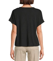 Westbound Petite Size Knit V-Neck Flowy Top