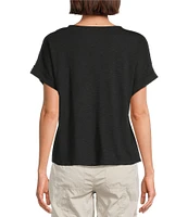 Westbound Petite Size Knit V-Neck Flowy Top