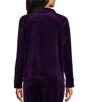 Westbound Petite Size Long Sleeve Zip Front Velour Jacket