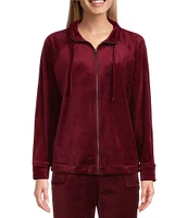 Westbound Petite Size Long Sleeve Zip Front Velour Jacket