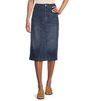 Westbound Petite Size Mid Rise 5 Pocket Midi Skirt