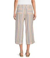 Westbound Petite Size Stripe Crop Linen Blend Pants