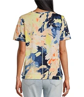 Westbound Petite Size Painters Palette Short Sleeve Crew Neck Top