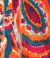 Westbound Petite Size Paisley Overly Short Sleeve V-Neck Top