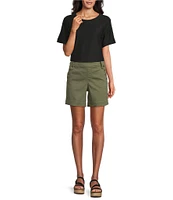 Westbound Petite Size Pull-On Button Embellished Marina Shorts