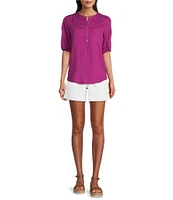 Westbound Petite Size Pull-On Button Embellished Marina Shorts