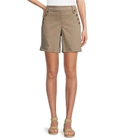Westbound Petite Size Pull-On Button Embellished Marina Shorts