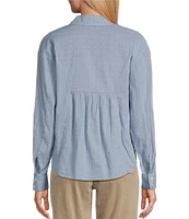 Westbound Petite Size Roll Tab 3/4 Sleeve Point Collar Henley Top