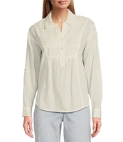 Westbound Petite Size Roll Tab 3/4 Sleeve Point Collar Henley Top
