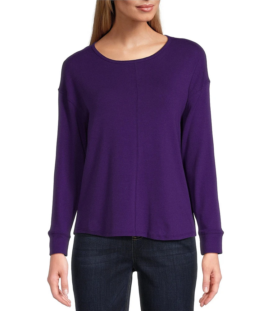 Westbound Petite Size Round Neck Long Sleeve Knit Tee Shirt