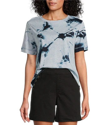 Westbound Petite Size Shibori Storm Short Sleeve Crew Neck Top